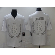 Men's Baltimore Ravens #8 Lamar Jackson Limited White Souvenir Edition Football Jersey