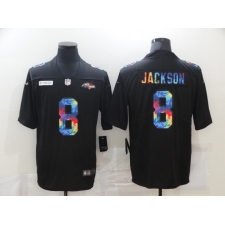 Men's Baltimore Ravens #8 Lamar Jackson Rainbow Version Nike Limited Jersey