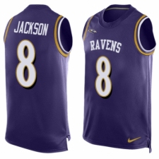 Men's Nike Baltimore Ravens #8 Lamar Jackson Elite Purple Player Name & Number Tank Top NFL Jersey