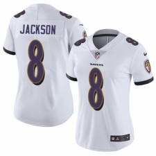 Women's Nike Baltimore Ravens #8 Lamar Jackson White Vapor Untouchable Elite Player NFL Jersey
