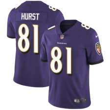 Youth Nike Baltimore Ravens #81 Hayden Hurst Purple Team Color Vapor Untouchable Elite Player NFL Jersey