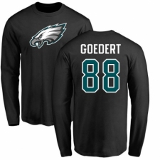 Nike Philadelphia Eagles #88 Dallas Goedert Black Name & Number Logo Long Sleeve T-Shirt