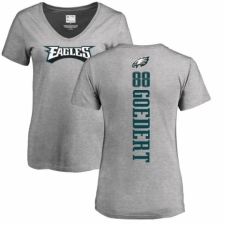 Women's Nike Philadelphia Eagles #88 Dallas Goedert Ash Backer V-Neck T-Shirt