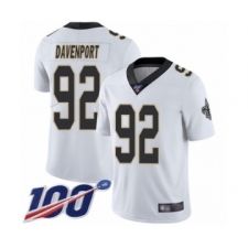 Men's New Orleans Saints #92 Marcus Davenport White Vapor Untouchable Limited Player 100th Season Football Jersey