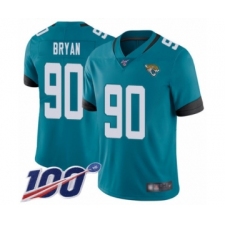 Men's Jacksonville Jaguars #90 Taven Bryan Teal Green Alternate Vapor Untouchable Limited Player 100th Season Football Jersey