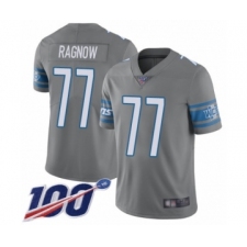 Men's Detroit Lions #77 Frank Ragnow Limited Steel Rush Vapor Untouchable 100th Season Football Jersey