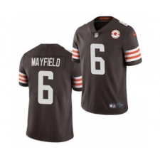 Men's Cleveland Browns #6 Baker Mayfield 2021 Brown 75th Anniversary Patch Vapor Untouchable Limited Jersey