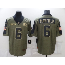 Men's Cleveland Browns #6 Baker Mayfield Nike Olive 2021 Salute To Service Limited Player Jersey