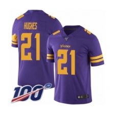 Men's Minnesota Vikings #21 Mike Hughes Limited Purple Rush Vapor Untouchable 100th Season Football Jersey