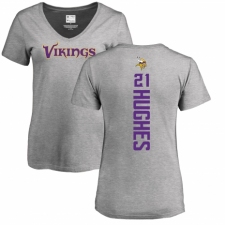 NFL Women's Nike Minnesota Vikings #21 Mike Hughes Ash Backer V-Neck T-Shirt