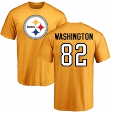 Nike Pittsburgh Steelers #82 James Washington Gold Name & Number Logo T-Shirt