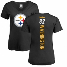 Women's Nike Pittsburgh Steelers #82 James Washington Black Backer Slim Fit T-Shirt
