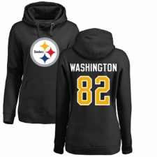 Women's Nike Pittsburgh Steelers #82 James Washington Black Name & Number Logo Pullover Hoodie