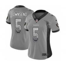 Women's Nike Oakland Raiders #5 Johnny Townsend Limited Gray Rush Drift Fashion NFL Jersey