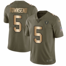 Youth Nike Oakland Raiders #5 Johnny Townsend Limited Olive/Gold 2017 Salute to Service NFL Jersey