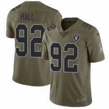 Men's Nike Oakland Raiders #92 P.J. Hall Limited Olive 2017 Salute to Service NFL Jersey