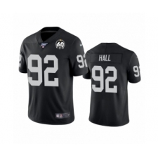 Men's Oakland Raiders #92 P.J. Hall Black 60th Anniversary Vapor Untouchable Limited Player 100th Season Football Jersey