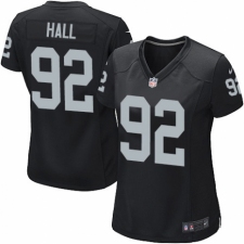Women's Nike Oakland Raiders #92 P.J. Hall Game Black Team Color NFL Jersey