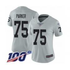 Women's Oakland Raiders #75 Brandon Parker Limited Silver Inverted Legend 100th Season Football Jersey