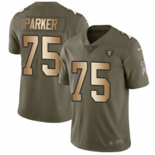 Youth Nike Oakland Raiders #75 Brandon Parker Limited Olive/Gold 2017 Salute to Service NFL Jersey