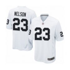 Men's Oakland Raiders #23 Nick Nelson Game White Football Jersey