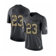 Men's Oakland Raiders #23 Nick Nelson Limited Black 2016 Salute to Service Football Jersey