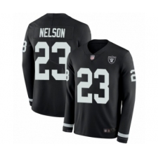 Men's Oakland Raiders #23 Nick Nelson Limited Black Therma Long Sleeve Football Jersey