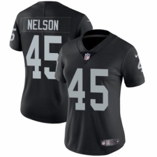 Women's Nike Oakland Raiders #45 Nick Nelson Black Team Color Vapor Untouchable Limited Player NFL Jersey