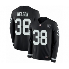 Youth Nike Oakland Raiders #38 Nick Nelson Limited Black Therma Long Sleeve NFL Jersey