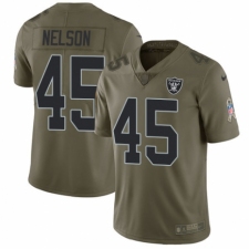 Youth Nike Oakland Raiders #45 Nick Nelson Limited Olive 2017 Salute to Service NFL Jersey