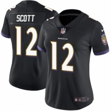 Women's Nike Baltimore Ravens #12 Jaleel Scott Black Alternate Vapor Untouchable Limited Player NFL Jersey
