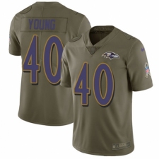 Youth Nike Baltimore Ravens #40 Kenny Young Limited Olive 2017 Salute to Service NFL Jersey