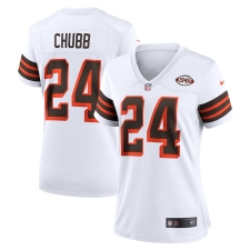 Women's Cleveland Browns #24 Nick Chubb Nike White 1946 Collection Alternate Jersey