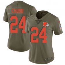 Women's Nike Cleveland Browns #24 Nick Chubb Limited Olive 2017 Salute to Service NFL Jersey