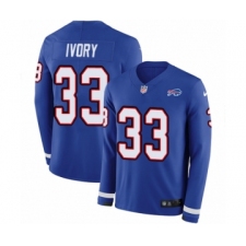 Men's Nike Buffalo Bills #33 Chris Ivory Limited Royal Blue Therma Long Sleeve NFL Jersey
