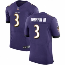 Men's Nike Baltimore Ravens #3 Robert Griffin III Purple Team Color Vapor Untouchable Elite Player NFL Jersey