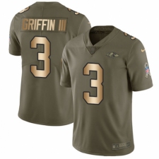 Youth Nike Baltimore Ravens #3 Robert Griffin III Limited Olive/Gold Salute to Service NFL Jersey