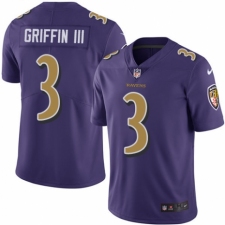 Youth Nike Baltimore Ravens #3 Robert Griffin III Limited Purple Rush Vapor Untouchable NFL Jersey