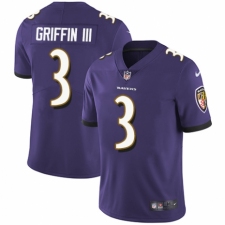 Youth Nike Baltimore Ravens #3 Robert Griffin III Purple Team Color Vapor Untouchable Limited Player NFL Jersey