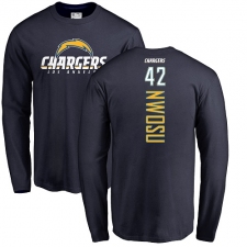 NFL Nike Los Angeles Chargers #42 Uchenna Nwosu Navy Blue Backer Long Sleeve T-Shirt