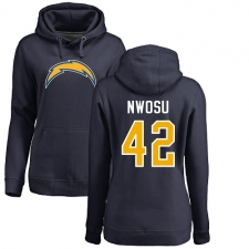 NFL Women's Nike Los Angeles Chargers #42 Uchenna Nwosu Navy Blue Name & Number Logo Pullover Hoodie