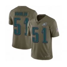 Youth Philadelphia Eagles #51 Paul Worrilow Limited Olive 2017 Salute to Service Football Jersey