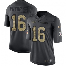 Men's Nike New York Jets #16 Terrelle Pryor Sr. Limited Black 2016 Salute to Service NFL Jersey