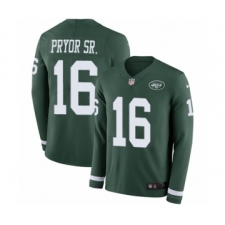 Men's Nike New York Jets #16 Terrelle Pryor Sr. Limited Green Therma Long Sleeve NFL Jersey