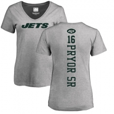 NFL Women's Nike New York Jets #16 Terrelle Pryor Sr. Ash Backer T-Shirt