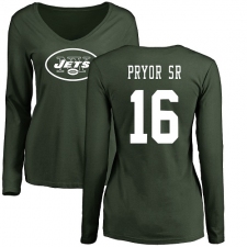 NFL Women's Nike New York Jets #16 Terrelle Pryor Sr. Green Name & Number Logo Long Sleeve T-Shirt