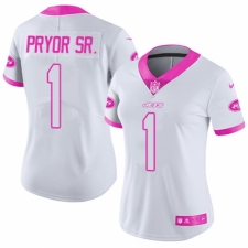 Women's Nike New York Jets #1 Terrelle Pryor Sr. Limited White/Pink Rush Fashion NFL Jersey