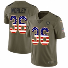 Men's Nike Oakland Raiders #36 Daryl Worley Limited Olive/USA Flag 2017 Salute to Service NFL Jersey