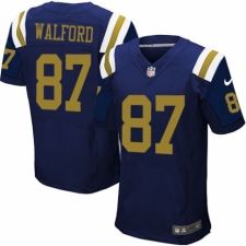 Men's Nike New York Jets #87 Clive Walford Elite Navy Blue Alternate NFL Jersey