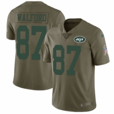 Men's Nike New York Jets #87 Clive Walford Limited Olive 2017 Salute to Service NFL Jersey
